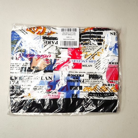 ❤️NWT VINTAGE TORRID SCOOP BRALETTE / SPORTS BRA - NEWSPAPER PRINT - PLUS SIZE - Picture 7 of 10